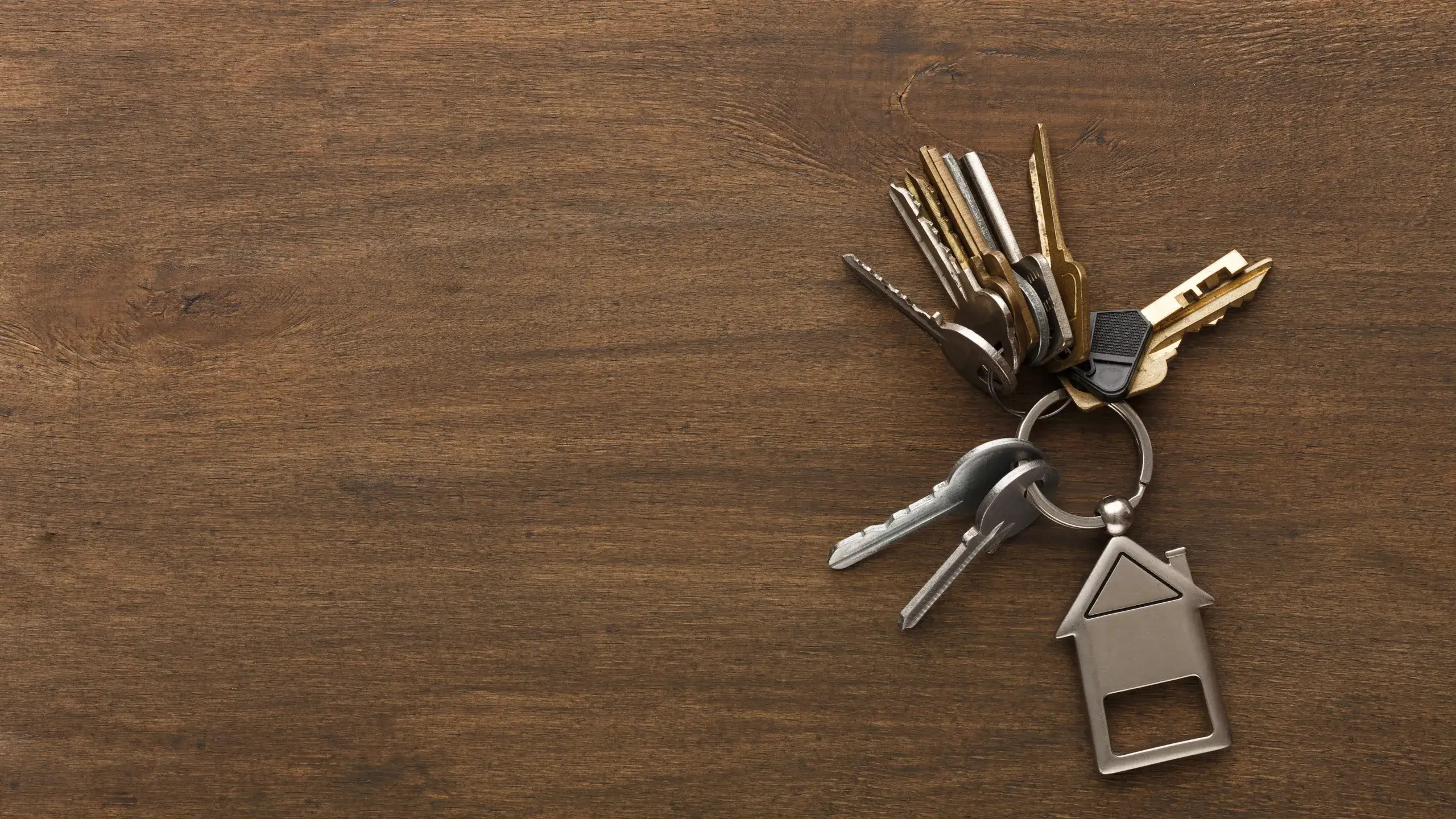 A set of keys for a rental property.